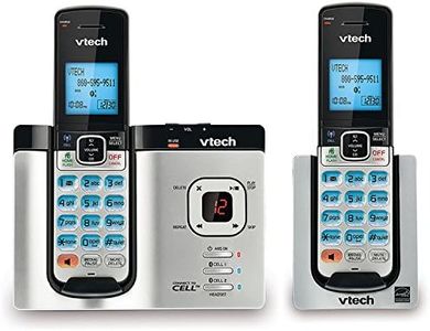 Vtech DECT 6.0 2 Cordless Phones with Bluetooth Connect-to-Cell, Caller ID, ITAD, Handset Speakerphone, Black and Silver - DS6621-2
