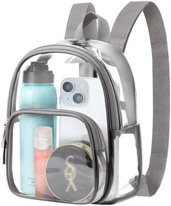 Supcomsta Clear Backpack for School Girls, Waterproof Transparent Adjustable Straps 23x19x7cm Stadium Approved Backpacks (Silver gray)