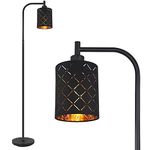 Gothic Floor Lamp with Laser-Cutout Lampshade, LED Standing Lamp for Living Room & Bedroom, 67 Inch Black Arc Modern Farmhouse Lamp with Foot Switch, E26 Base Socket, Perfect for Halloween Decor Lamps