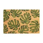 Nicola Spring Coir Door Mat - 90 x 60cm - Monstera - Pack of 1 - Decorative Indoor Front Door Floor Mat Entry Dirt Trapper Rug Outdoor Boot Scraper Non Slip Backing Doormat