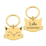 Adornkeys Personalized Cat Tag, Custom Pet Tags for Cats,Custom Engraved Cat Tag,Beautiful Cat ID Tag,Personalized Pet Coller Tag Gift for Cat Lover,Cute Kitten tag