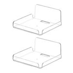 Violotoris 2 PCS Acrylic Floating Small Wall Shelves,Mini Wall Mounted Hanging Display Shelves, Small Floating Shelf for Bedroom, Bathroom, Kitchen, Living Room, Office, Playroom with Cable Clips