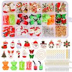 Souarts 96 Pieces Charms Butterfly Gummy Bear Christmas Pendant Set with Accessories for Earrings Bracelet Necklace Key Ring Mobile Phone Chain Jewellery Making Set with Storage Box, Resin