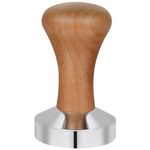 Vicloon Coffee Tamper, Espresso Coffee Tamper, Stainless Steel Espresso Tamper, Wooden Tamper Coffee Shop Supplies - Dark Wood Color