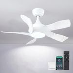 36 Inch Ceiling Fans with Lights Remote/APP Control, Modern 2 Downrods Flush Mount Ceiling Fans with Reversible 5 Curved Blades, 6 Speeds 3 Colors Dimmable for Bedroom Dining Room Kids Room, White