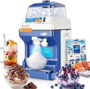 Newhai Ice Shaver Commercial Ice Crusher Electric Shaved Ice Machine 300W Automatic Snow Cone Maker 1400RPM Thickness Adjustable 441 LBS/H Ice Shaving Machine