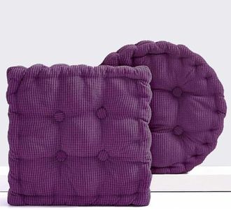 Gfobip 2 Pack Meditation Floor Pillow Large Square and Round Floor Cushions for Adults Purple Corduroy Floor Seat Pillows Cushion for Living Room Balcony Tatami Yoga,18x18 Inch