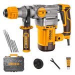 Ingco Hammer Drill Machine, 1500W Rotary Hammer Drill Machine Heavy Duty For Concrete Metal And Woodworking For Home & Industrial Use, Multicolor