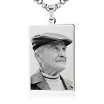 PhotosEngraved-Customized! Engrave a photo - Stainless Steel Rec pendant. FREE Engraving on reverse!