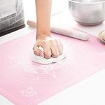 Non-Stick and No-Slip Silicone Baking Pastry Mat, Non Stick Pastry Rolling Mat with Measurement 40×50cm, Non-Slip Silicon Dough kneading Mat (Pink)