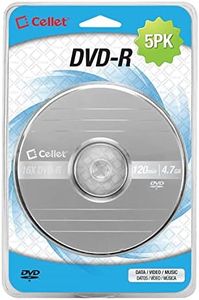 Cellet 5-Pack 16X 120 Min 4.7 GB DVD-R for Video, Pictures, MP3 Files (DVD-R)