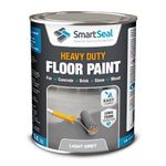 SmartSeal Heavy Duty Floor Paint - Light Grey, 2.5L - Hard-Wearing Garage Floor Paint with Anti-Slip Mid-Sheen Finish – also Ideal for Decking, Warehouse flooring, Brick, Concrete, Stone & Wood