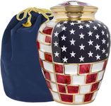 Trupoint Memorials Large Urn for Ashes Adult Male — Decorative Urns for Human Ashes Adult Man, Cremation Urns for Human Ashes Adult Female, Funeral Urns — Large, Mosaic, American Flag Urn