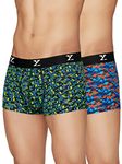 XYXX Men's Modal Relaxed Printed Trunks (Pack of 2) (XYTRNK2PCKN216L_Blue+Black_L)