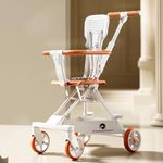 StarAndDaisy Premium Sit Baby Stroller with 5-Point Safety Belt, Easy Adjustable Seat with One Touch Fold/Baby Seating Stroller for 0 to 5 Years - (WO Canopy White)