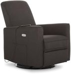 Evolur Harlow Deluxe Upholstered Plush Seating Glide Rocker, Swivel, Power Recliner USB Port with in-Built Massager, Greenguard Gold Certified, Glider Chair for Nursery in Charcoal