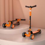 StarAndDaisy Glider Scooter for Kids 3+ Years Boys & Girls with 3 Wheel LED Lights, 6 Level Adjustable Height and Foldable Design (Orange&Black)