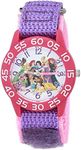 Disney Princess Kids' Plastic Time Teacher Analog Quartz Nylon Strap Watch, Multi Princess/Pink/Light Purple Pink