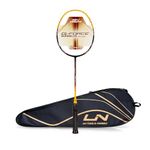 Li-Ning G-Force 5800 Superlite Carbon Fibre Unstrung Badminton Racquet with Free Head Cover| 78 Grams (Black/Yellow/Red)