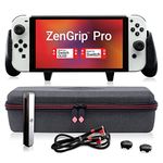 Satisfye – New Elite Bundle, Accessories Compatible with Nintendo Switch - The Bundle includes: Grip, Elite Case and a Low Profile USB A-C Cable. BONUS: 2 Thumbsticks+1 JoyCon Rail