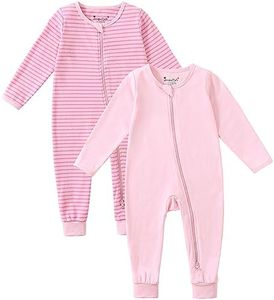 Jimonda Baby Sleeper Rompers,Unisex Boys Girls Zip-Front Pajamas One-Piece Footless Outfit 0-24 Months (Pack of 2