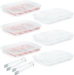 yarlung 6 Pack Bacon Keeper for Refrigerator, Deli Meat Saver Container with Airtight Lid, Cold Cuts Fridge Food Storage, 2 Serving Tongs