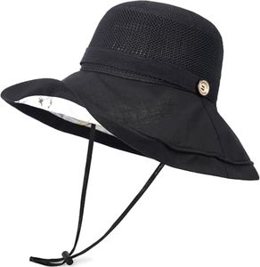 MESU Women Mesh Sun Hats Summer UV Protection Wide Brim Beach Fishing Cap Black