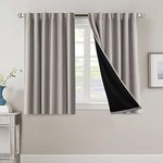 H.VERSAILTEX 100% Blackout Curtains for Bedroom with Black Liner Full Room Darkening Curtains 45 Inches Long Thermal Insulated Back Tab/Rod Pocket Window Drapes for Living Room, 2 Panels, Warm Taupe