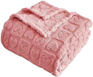 FY FIBER HOUSE Throw Blankets with Heart Checkered,Soft Warm Blankets for Lover Mom Father Friends Gifts,Washable Lightweight Fuzzy Blanket for Couch Sofa Bed All Season(Pink,50"x60")