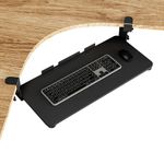 WALI Keyboard Tray Under Desk, Slide Out Keyboard & Mouse Tray with 45° Adjustable C Clamp, Ergonomic Tray for L Shaped Desk 27.28" W x 11.85" (KBT001-B), Black