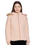 Qube By Fort Collins Women's Polyester Standard Length Parka Coat (84411Az_Peach)