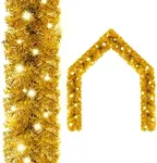 vidaXL Christmas Garland, 65.6 ft, Gold - Festive PVC Decoration with 300 LED Lights, EconomicalTechnology, Suitable for Hanging, Stairs, Windows, Wall