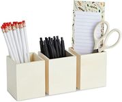 3 Pack Unfinished Wood Pencil Holder Cups for Office - Pen Accessories Organizer and Storage for Classroom Desk (3 in)