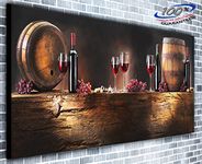 Wine Bottle and Barrel Panoramic Wall Art Canvas Print Framed XXL 55 inch x 24 inch Over 4.5 ft wide x 2 ft high Ready to Hang