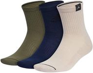 adidas Men's Cushioned Sport High Quarter Socks with Arch Compression (3-Pair), Wonder Beige/Collegiate Navy/Olive Strata Green, Large