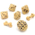 DND Dice Set - Set of 7 Polyhedral Skull & Bone RPG Dice - D20, D12,%D10, D10, D8, D6 & D4 Sided. Cool & Unique Gift for Dungeons & Dragons, Warhammer, D&D, Pathfinder, D and D Accessories. (Yellow)