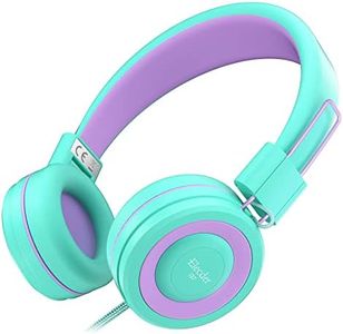 ELECDER i37 Kids Headphones Children Girls Boys Teens Foldable Adjustable On Ear Headphones 3.5mm Jack Compatible Cellphones Computer MP3/4 Kindle School Tablet Green/Purple