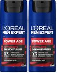 L'Oreal Men Expert Power Age Moisturiser, Hydrating & Revitalising Hyaluronic Acid Moisturiser for Men, designed for Ageing, Dry & Dull Skin 100ml, 1 (Pack of 2)