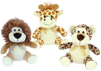 Salketin Set Triple de León, Tigre y Jirafa - Peluches Suaves, Animales de Selva, Safari (20 cm) Bebés, Primer Cumpleaños, Decoración Infantil, Juegos Imaginativos, Pack Peluches