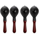 Suwimut Set of 4 Wood Concert Maracas, Rumba Shakers Rattle Hand Percussion, Great Musical Instrument Stimulating Salsa Rhythm with ABS Plastic Shells and Wooden Handles for Party Fun, Games (Black)