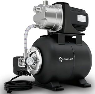 LANCHEZ 1.6HP Shallow Well Pump with Pressure Tank, 115V 1340GPH Automatic Irrigation Water Booster Jet Pump, Stainless Steel Water Transfer Pump for Home Garden Lawn Sprinkler Irrigation, Matte