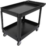 GarveeTech Service Cart 500-lb Utility Service PP Rolling cart with Two Trays and Brake Wheel for Warehouse/Garage/Cleaning/Manufacturing，45" 25" Black