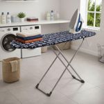 ZOLMIX® Premium Wooden Ironing Board with Heat Resistant Cotton Fabric Cover,13mm Premium Foam Padding & 18mm Base Table with Iron Holder, Foldable & Adjustable with Anti Slip Caps - (131 X 40cm)
