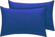 British Home Bedding - Plain Polycotton Percale Fitted Bed Sheets - Shrinkage and Fade resistant with a soft luxurious finish (Royal Blue, Pair of Pillow Cases Only)