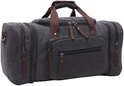 Duffle Bag for Travel, Large Canvas Duffel Bag for Travelling Overnight Weekender Bag Carry On Bag for Men Women Black