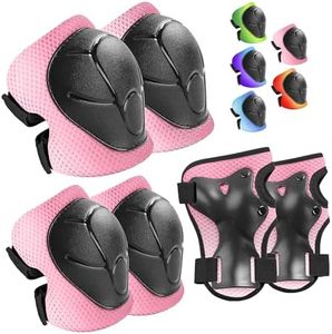 Wemfg Kids Protective Gear Set Knee Pads for Kids 3-14 Years Toddler Knee and Elbow Pads with Wrist Guards 3 in 1 for Skating Cycling Bike Rollerblading Scooter
