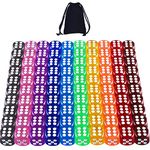 AUSTOR 100 Pieces 6 Sided Dice Set 10 Colors 16mm Acrylic Dice with a Free Pouch for Tenzi, Farkle, Yahtzee, Bunco or Teaching Math