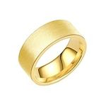 Homxi Ring Men Free Engraving Wedding Bands for Men Stainless Steel,Round Matte 8MM Men's Ring Gold Mens Rings Size N 1/2