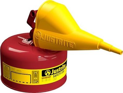 Justrite 1 Gallon Type I Red Safety Gas Can for Gasoline with Flame Arrester, Self-Closing Lid, and Funnel, Made in the USA, Galvanized Steel Flammable Storage Can, 7110110