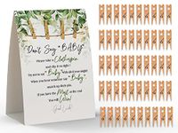 Don't Say Baby Sign, Baby Shower Clothespin Game, Includes a 5x7 Standing Sign and 50 Mini Natural Clothespins - Toctose039